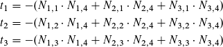 factors t used in matrix Ai